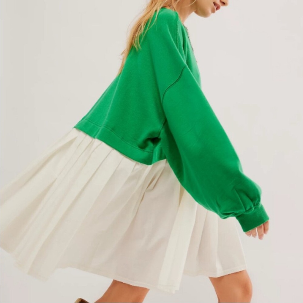 NEW Free People Eleanor Sweatshirt Dress Green NWT